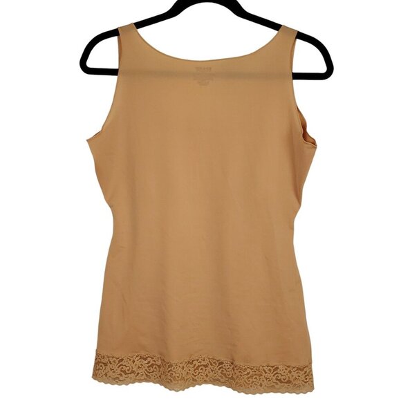 Spanx by Sara Blakely Womens Lacy Tank/Cami Sz 1X Nude Sheer Elastic Pull On - Picture 4 of 8
